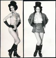 cca 1973 Jelzés nélküli, szolidan erotikus, vintage fényképek, 4 db fotó, 15x23 cm és 18x7 cm között