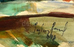 Iglay József (1905-1980): Kanyargó utcák, akvarell, papír, jelzett, 37×50 cm