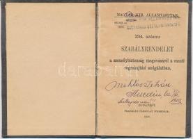 1898 Magyar Kir. Államvasutak 234. számu szabályrendelet a személybiztonság a megóvásáról a vasuti v...