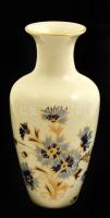 Zsolnay búzavirág mintás váza, kézzel festett, jelzett, hibátlan, m: 16 cm