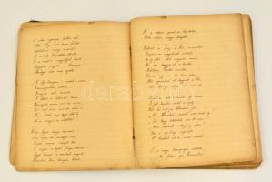 cca 1920-1930 Ozorai Teréz kézzel írt versgyűjteménye, korszakbeli költők munkáiból, füzetben, visel...