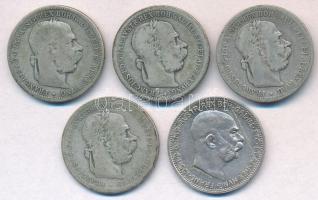 Ausztria 1893-1915. 1K Ag "Ferenc József" (5xklf) T:2,2-,3
Austria 1893-1915. 1 Corona Ag...