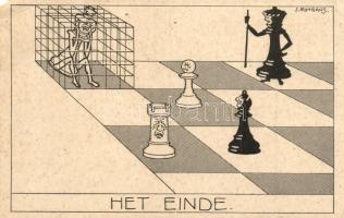Het Einde / Chess art postcard s: J. Rotgans (EM)