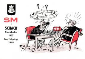 7 db modern humoros sakk karikatúra motívumlap / 7 modern humorous chess caricatures