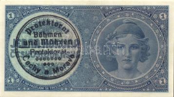Cseh-Morva Protektorátus/német megszállás 1939. 1K kézi felülbélyegzéssel T:II+