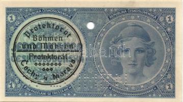Cseh-Morva Protektorátus/német megszállás 1939. 1K gépi felülbélyegzéssel "SPECIMEN" lyukasztással T:I