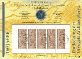 Németország 2011A 10E Cu-Ni Archaeopteryx, kisívvel bélyegzett emléklapon, elsőnapi bélyegzéssel T:1
