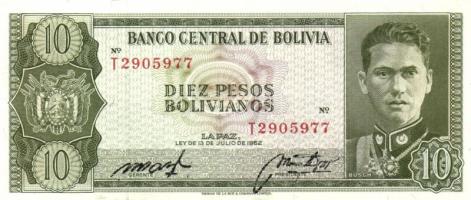 Bolívia 1962. 10B, 50B, 100B (3x klf variánsok) T:I (4x), II (1x)
