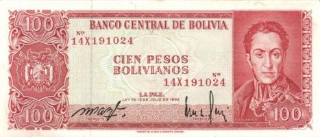 Bolívia 1962. 10B, 50B, 100B (3x klf variánsok) T:I (4x), II (1x)