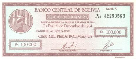 Bolívia/La Paz 1984. 100.000PB, 500.000PB T:I