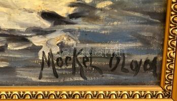 Möckel jelzéssel: Mosónő. Olaj, vászon, keretben, 60×50 cm