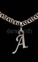 Ezüst(Ag) dupla szemes nyaklánc, "A" függővel, jelzett, h: 45 cm, függő: 1,7x1,2 cm, nettó...