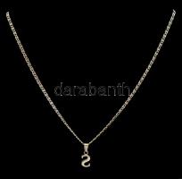 Ezüst(Ag) dupla szemes nyaklánc, "S" függővel, jelzett, h: 50,5 cm, függő: 2x0,8 cm, nettó: 4,1 g