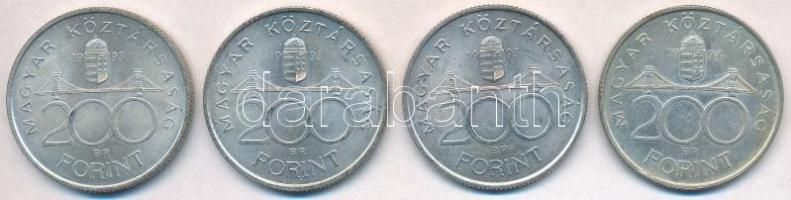 1993. 200Ft Ag "MNB" (3x) + 1994. 200Ft Ag "Deák" T:2