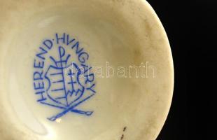 Herendi Viktória mintás virágos fogpiszkáló tartó, kézzel festett, jelzett, hibátlan, m:6 cm