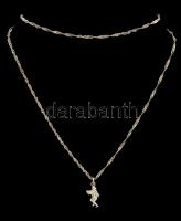 Ezüst(Ag) csavart nyaklánc, angyalkás függővel, jelzett, h: 59,5 cm, függő: 2x0,9 cm, nettó: 3,8 g