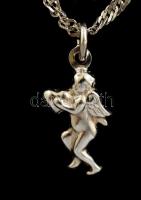 Ezüst(Ag) csavart nyaklánc, angyalkás függővel, jelzett, h: 59,5 cm, függő: 2x0,9 cm, nettó: 3,8 g