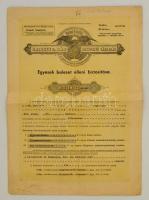 1942 Nemzetközi Baleset és Kárbiztosító Társaság baleset elleni díszes biztosítási kötvénye, Angyal-ny., hajtásnyommal