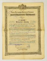1912-1932 Triesti Általános Biztosító Társulat díszes biztosítási okmánya, eperjesi ügyvéd részére, kitöltött, hajtásnyommal, hozzátűzött melléklettel