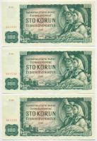 Csehszlovákia 1961. 100K (6x) sorszámkövetők T:I,I- Czechoslovakia 1961. 100 Korun (6x) sequential serials C:UNC,AU