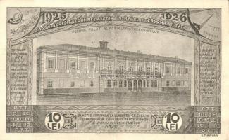 1925-26 Bucharest, Bucuresci; Vechiul palat al postelor si telegrafelor / post and telegraph office. Romanian lei, bank advertisement s: E. Marvan (fa)
