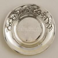 Ezüst(Ag) virágmintás kerek tálka, jelzett, d: 10,3 cm, nettó: 18,2 g
