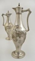 Ezüst (Ag.) szecessziós karafa pár (2 db), jelzett, mesterjeggyel, monogrammal, m:36 cm (2×), nettó:...