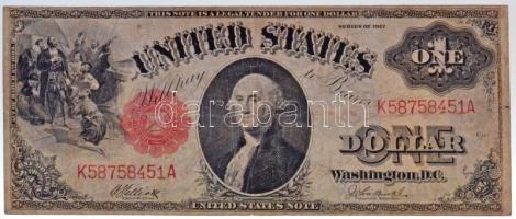 Amerikai Egyesült Államok 1919-1921 (1917). 1$ piros pecséttel, William S. Elliott - John Burke T:III,III- USA 1919-1921 (1917). 1 Dollar with red seal, William S. Elliott - John Burke C:F,VG