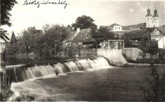 1941 Székelyudvarhely, Odorheiu Secuiesc; fürdőzők a gátnál / bathing people by the dam. photo (EK)