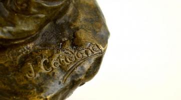 Jose Cardona  (1878-1923): Harmonikás fiú. Bronz szobor. Jelzett (LV Bronze Garanti), m:30 cm / Jose...