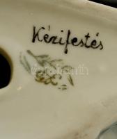 Kispesti porcelán hattyú, kézzel festett, jelzett, hibátlan, 12x8,5 cm