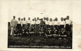 12 db régi fotó képeslap magyar labdarúgócsapatokról, foci. egy részük a hátoldalon feliratozva / 12...