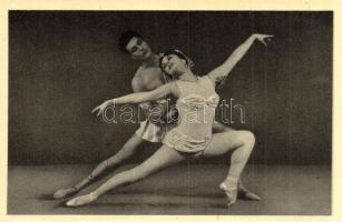 8 db modern motívumlap balett-táncosokról, köztük 1 fotó. Képzőművészeti Alap / 8 modern motive cards of Hungarian ballet dancers, among them 1 photo