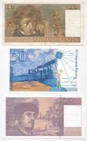 Franciaország 1975. 10Fr + 1994. 50Fr + 1997. 20Fr T:III,III- tűlyukak
France 1975. 10 Francs + 199...