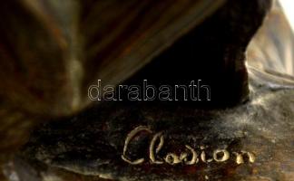 Claude Michel Clodion után: La Cigale (A kabóca). Nagy méretű bronz, fa talapzaton, jelzett (Clodion...