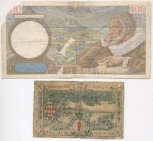 Vegyes: Franciaország 1940. 100Fr + Monaco 1920. 1Fr T:IV sarokhiány,ragasztás
Mixed: France 1940. ...