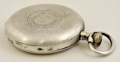 Ezüst (Ag.) Omega zsebóra, nem működik, hiányos mutatókkal, jelzett, bruttó: 97 g