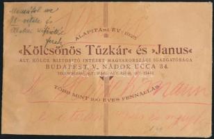 cca 1920-1940 "Kölcsönös Tűzkár" és "Janus", és "Janus" biztosítási in...