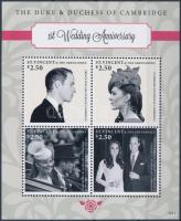 Prince William and Kate Middleton's 1st Wedding Anniversary mini sheet, William herceg és Kate Middleton 1 éves házassági évfordulója kisív