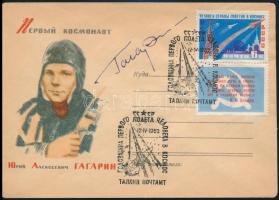 Jurij Alekszejevics Gagarin (1934-1968) szovjet űrhajós aláírása emlékborítékon /  Signature of Yuriy Alekseyevich Gagarin (1934-1968) Soviet astronaut on envelope