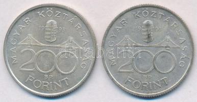 1993. 200Ft Ag "MNB" (2x) T:2 patina