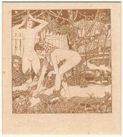 Tichy Gyula: Illusztrció A Ház c. művészeti folyóiratból, 2 oldalas. Cinkográfia, papír, jelzés nélk...