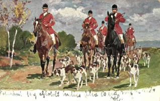 5 db régi vadász motívumlap, ebből 2 fotó / 5 pre-1945 hunting motive cards, among them 2 photos of ...