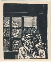 Kondor Béla (1931-1972): Gyötrelem. Fametszet, papír, jelzés nélkül, paszpartuban, 14x11 cm