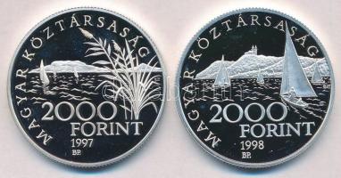 1997. 2000Ft Ag "Régi balatoni hajók / Helka & Kelén" + 1998. 2000Ft Ag "Régi bal...