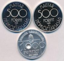 1988. 500Ft Ag "1990. Labdarúgó VB - 3 játékos" + 1989. 500Ft Ag "Labdarúgó Világbajn...