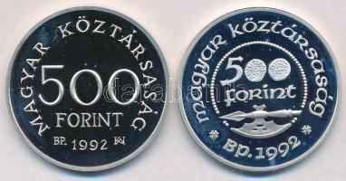 1992. 500Ft Ag "Károly Róbert" + 1992. 500Ft Ag "Szent László" T:PP ujjlenyomat
...