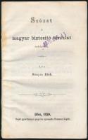 Fényes Elek: Szózat a magyar biztosító társulat érdekében. Bécs, 1859, Sommer Lipót-ny., 110 p. Papírkötésben, az eredeti borító hiányzik, fénymásolt borítóval pótolták, de a borító nem lett a könyvtesthez illesztve, foltos, a címlapon 1975-ös rábélyegzéssel.