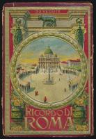 cca 1910 Ricordo di Roma.  Képes leporelló Róma városáról, 29 db látképpel, olasz, francia, angol, német leírásokkal, kissé kopott borítóval, 17x11 cm