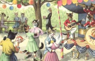 Cats' prom dance, cat music band. Alfred Mainzer ALMA No. 4863. (gluemark)